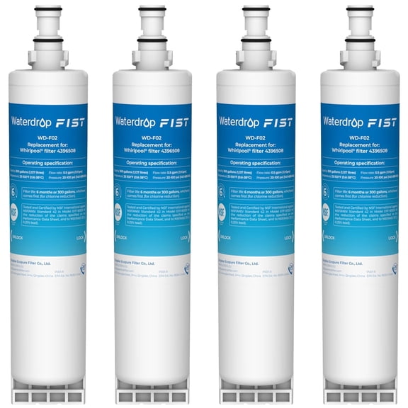 Waterdrop 4396508 Refrigerator Water Filter, Replacement for Whirlpool® 4396510, 4392857, Kenmore® 46-9010, NLC240V, EveryDrop® Filter 5, 4 (PACK)