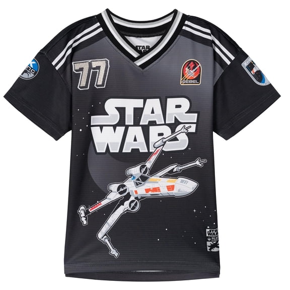 Camiseta tipo jersey de fútbol STAR WARS Rebels de malla negra y plateada