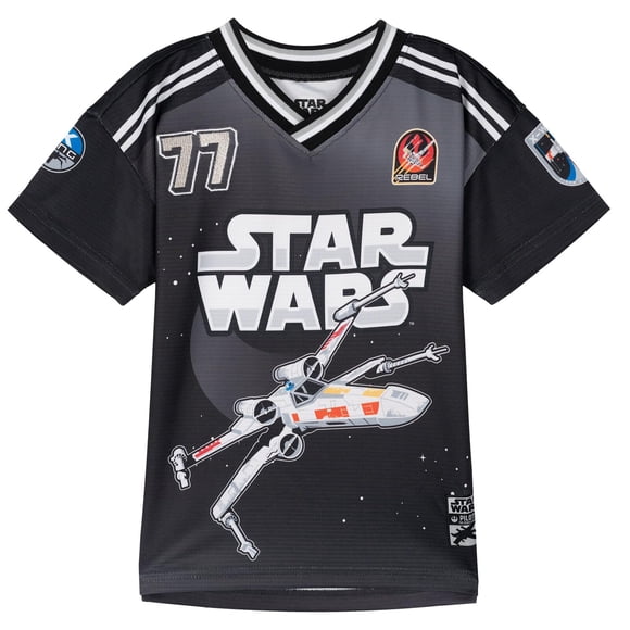 Camiseta tipo jersey de fútbol STAR WARS Rebels de malla negra y plateada
