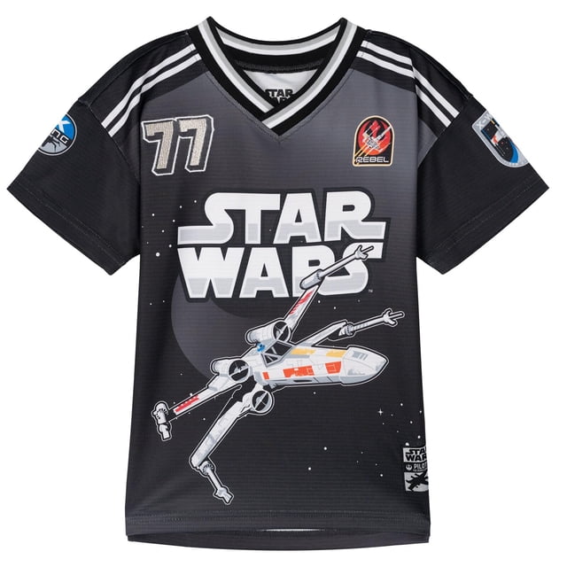 Camiseta tipo jersey de fútbol STAR WARS Rebels de malla negra y plateada