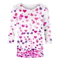 thumbnail image 4 of Penkiiy T-Shirt de la Saint-Valentin pour Femmes Manches 3/4 Col Rond Mignon Cœurs Graphiques T-Shirts Mode Décontractée Blouse 4TG Multicolore, 4 of 5