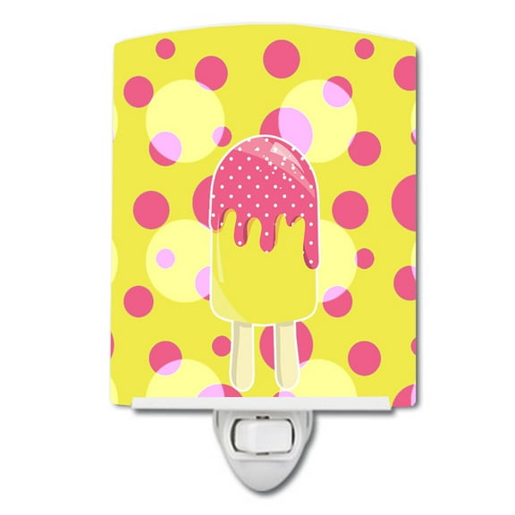 Caroline's Treasures BB7070CNL Ice Pop Popcicle Pink Yellow Ceramic Night Light, 6x4x3", multicolor