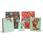 The Pioneer Woman Christmas Foil or Glitter Paper Gift Bag Assorted Set, Trees, 5 Count
