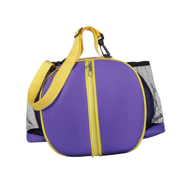 Bandolera de baloncesto Soporte de bolsa de almacenamiento de fútbol con bolsillos de malla de dos lados coloque fácilmente accesorios de bolas ajustables a Púrpura de una sola correa Baoblaze Estuche de baloncesto
