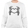 thumbnail image 2 of Skeleton Heart Hands Sweatshirt Unisex Medium White, 2 of 5