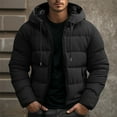 thumbnail image 2 of USNSM Men's Puffer Jacket Waterproof Winter Parka jacket Solid Color Warm Thick Long Sleeved Detachable Hooded Jacket Coat Black L, 2 of 6