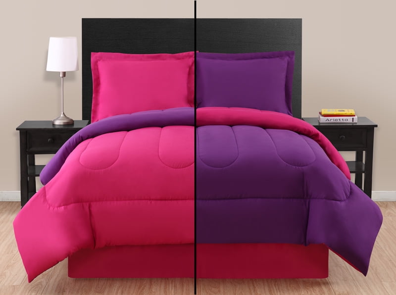 Pink Purple Reversible Comforter Set Walmart Com
