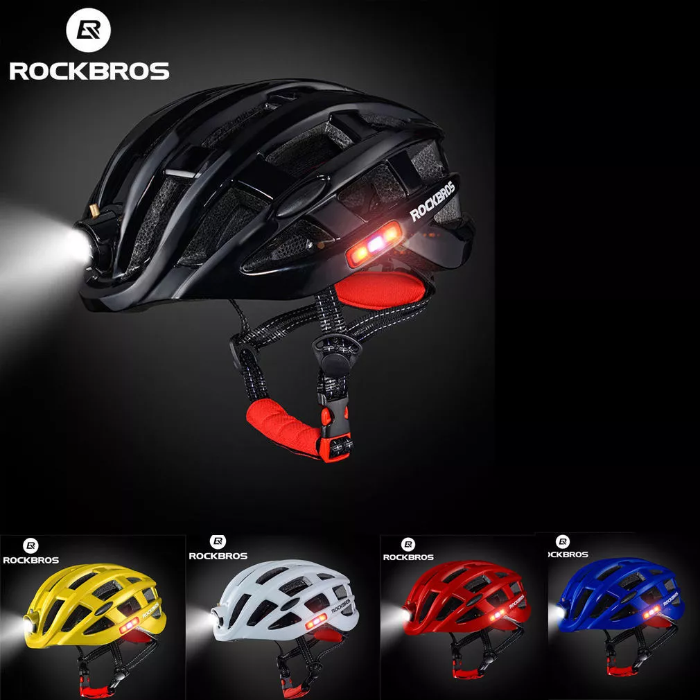 Rockbros Bicycle Helmet with USB Rechargeable HeadLight Safety riding/working Headgear