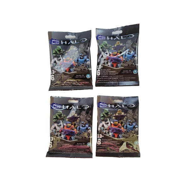 Mega Construx Halo Infinite Series 5 Mini Figures – Pack of 4 Blind-Bag Spartans | Collectible 2″ Buildable Figures | Ages 13 