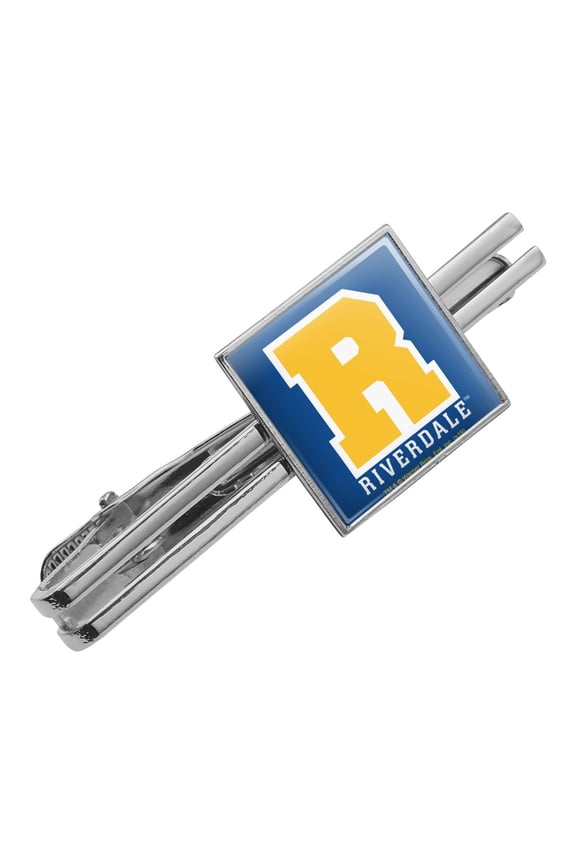 Riverdale Varsity Letter Square Tie Bar Clip Clasp Tack- Silver or Gold