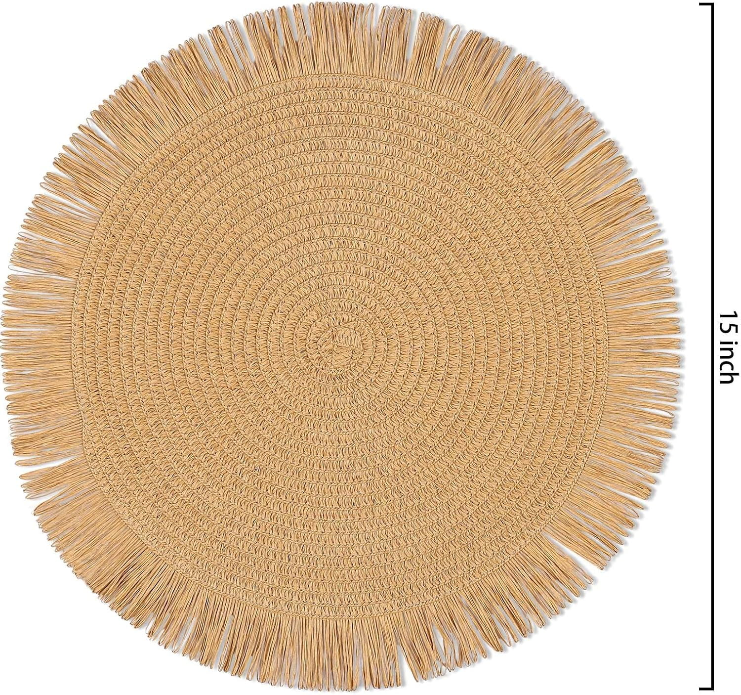 CAILDANL Round Burlap Placemats Set of 12 Jute Rustic Place Mats for Dining Tables Heat Resistant Natural Farmhouse Table Mats Decor for (Brown lace)