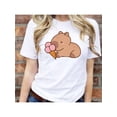 thumbnail image 1 of Playera blusa De Capybara Comiendo Helado Capibara Ropa De Mujer Chic Color Blanco Talla Grande Marca Emil SaEs, 1 of 4