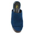 thumbnail image 5 of FSJ Women Casual Round Open Toe Mules Platform Slides Sandal Backless Wooden Block Chunky Heel Summer Dressy Slippers Shoes Size 8 Blue, 5 of 5