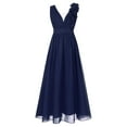thumbnail image 3 of Yartina Kids Girls Chiffon Dress Ruched Junior Bridesmaid Dress A Line Swing Maxi Formal Pageant Prom Navy Blue 12, 3 of 7