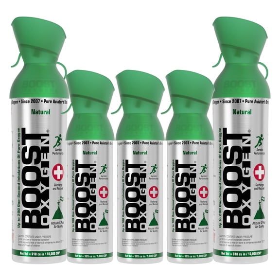 Boost Oxygen 10L (2 Pack) & 5L (3 Pack) Canned Pure Oxygen, Flavorless