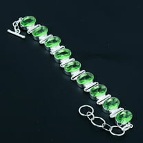 Green Amethyst 925 Sterling Silver Jewelry Oval Gemstone Gift Bracelet 8" VJ 788