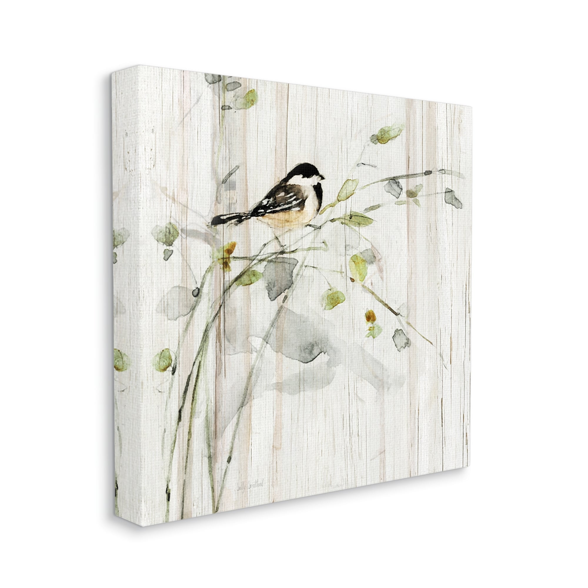 Stupell Industries Bird Perched Birch Pattern Animals & Insects Painting Gallery Wrapped Canvas Print Wall Art