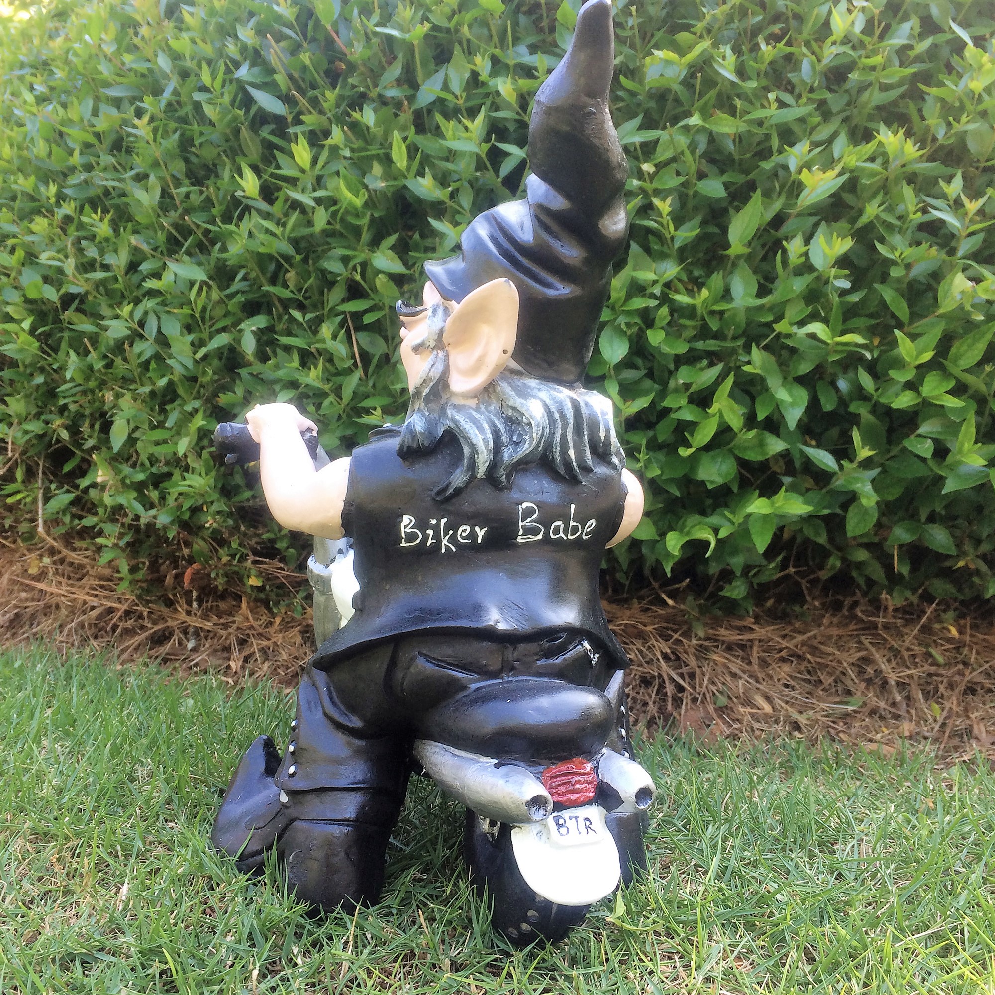 Homestyles "Biker Dude & Babe" the Biker Gnome in Leather Motorcycle Gear Riding Red and White Hogs Large Outdoor Garden Statue 12"H19:197:19