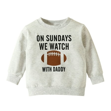 

TAIAOJING Toddler Boys Girls Hoodie Kids Baby Boy Girl On Sundays We Watch Football With Daddy Mommy Funny Sweatshirt Pullover Tops 1-2 Years