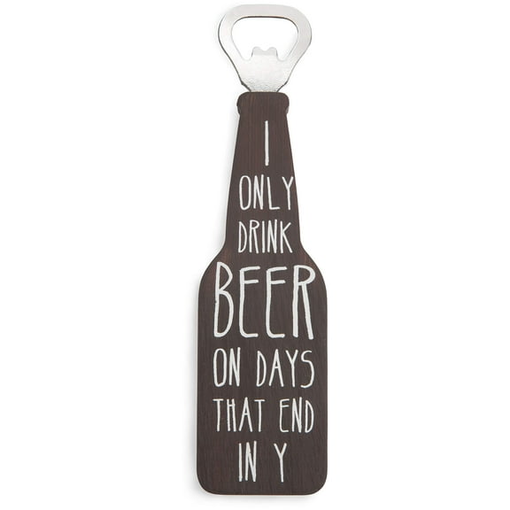 Pavilion Gift Company I Only Drink Beer on Days that End in Y Magnetic Bottle Opener, Small, Brown