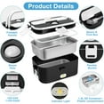 thumbnail image 2 of Livhil Electric Lunch Box Food Heater, Portable Food Warmer, Hot Lunch Warmer Heated Lunch Box for Adults, 60W 1.8L 12V-24V 110V Stainless Steel Container Portable Food Heater (Black+White), 2 of 7