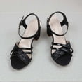 thumbnail image 5 of YgkuHd Women's Casual High Heel Sandals Open Toe Sparkling Glitter-Embellished Straps Chunky Block Heel Black,5.5, 5 of 9