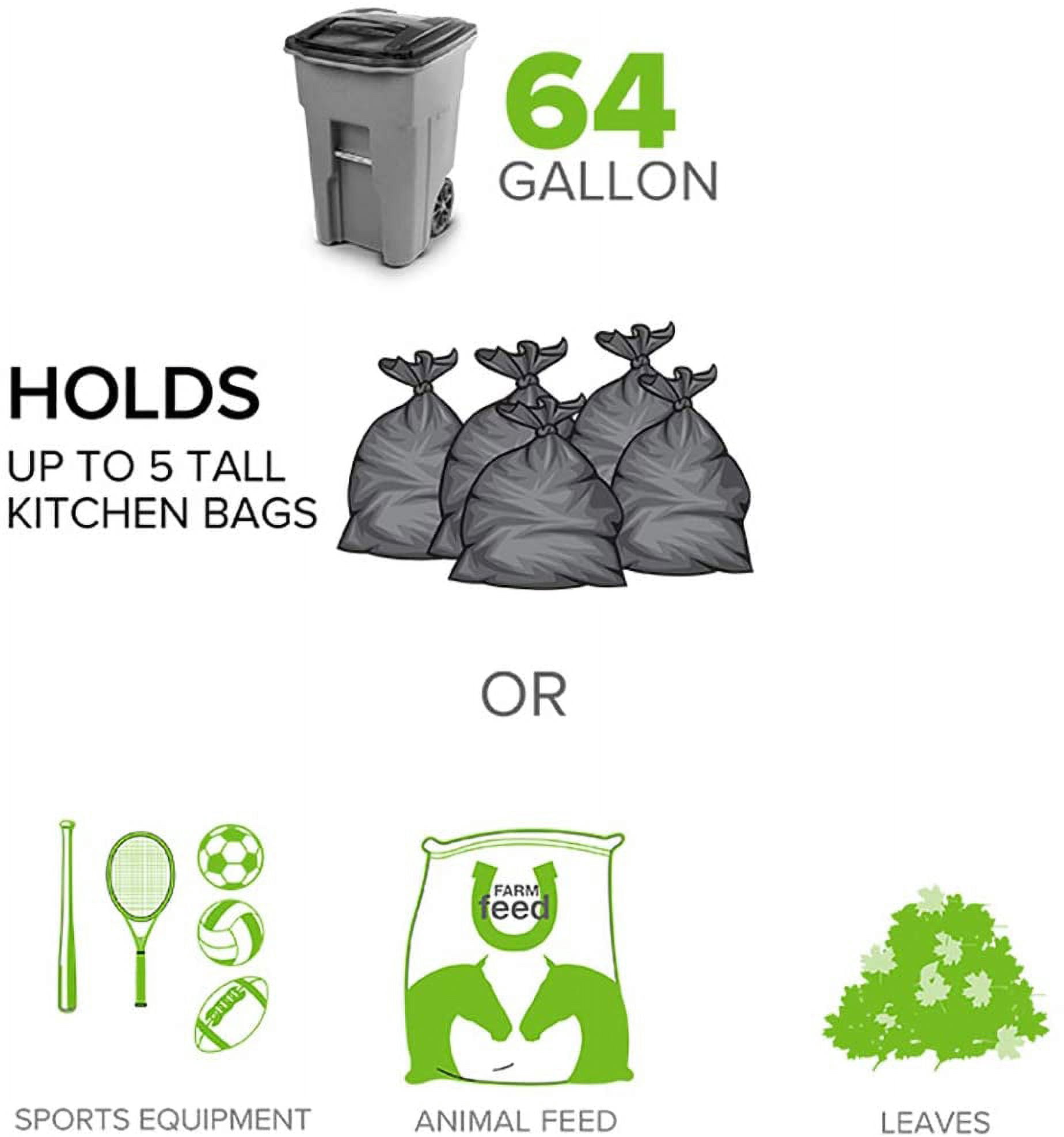 64 Gallon Heavy Duty Two Wheeled Trash Can – Residential, Blackstone, 10-Year Warranty