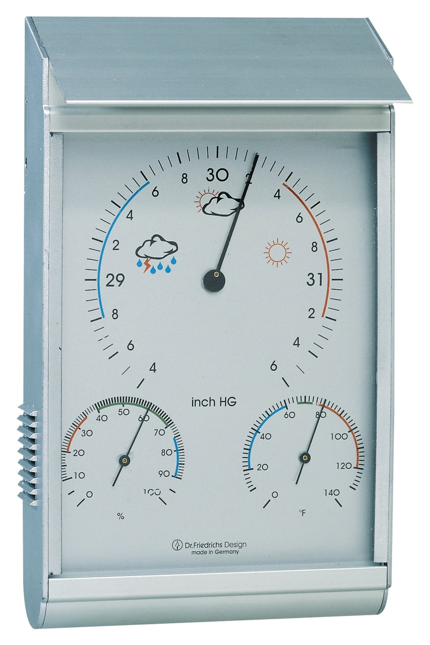 Weather Station Barometer Hygrometer Thermometer Silver Aluminum by