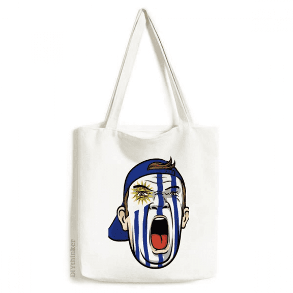 Uraguay Flag Makeup Head Cap Tote Canvas Bag Shopping Satchel Casual Handbag