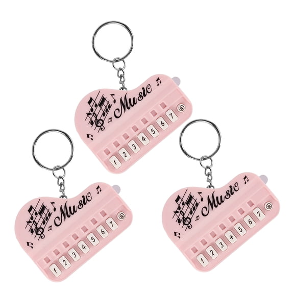 unbranded 3 Pcs Mini Electronic Keyboard Keyring Chain Keychain Car Pink