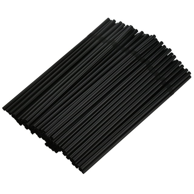 Pajitas Negras para Beber, Material Flexible Apto para Uso Alimentario, Diseño de 24 Cm de Largo, Sin Olor, Ideales para Bodas, Perfectas para Bebidas, Paquete de 100 Unidades, Suaves y Segu