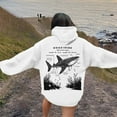 thumbnail image 2 of Fiaer Women's Hooded Sweatshirts Loose Drawstring Hoodies Ocean Theme Graphic Long Sleeve Tops with Pocket White S, 2 of 6