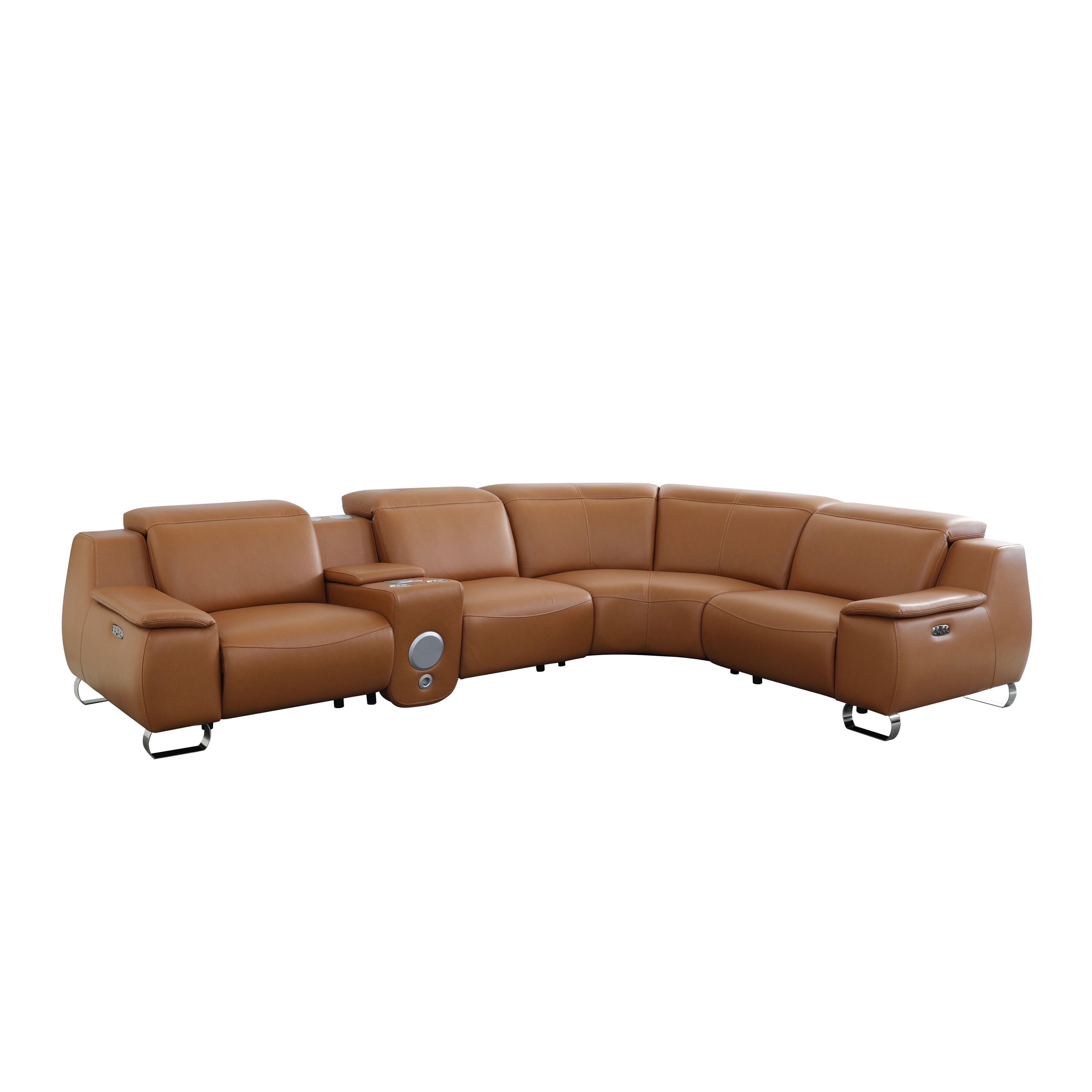 MAYEERTY Power Reclining L-Shaped Sectional Sofa, Waterproof Leather Recliner with Wireless Charging, Bluetooth Speaker & Storage Console, Home Theater Seating for Living Room