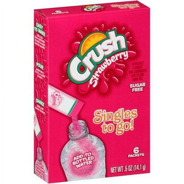 Crush Singles To Go! Sugar-Free Low Calorie Strawberry Drink Mix, 0.5 Oz., 6 Count