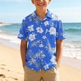 thumbnail image 2 of Atogsazn Kids Boys Summer Hawaiian Shirt Children Casual Button Up Short Sleeve Shirts Loose Fit Tops Blue 7-8 Years Fashion, 2 of 8