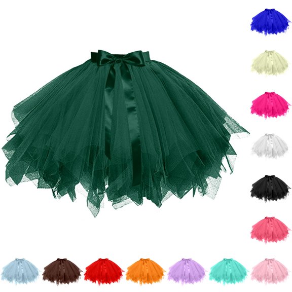 Solid Color Carnival Tutu Skirt Mesh Party Dance Skirt with Integrated Waistband Table Skirt One Size
