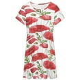 thumbnail image 3 of Poppy Flower Draw Short Sleeve Dress Women Summer Evening Dresses Ladies Sundress, 3 of 7