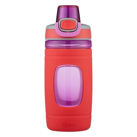 Bubba Flo Kids 16 oz Coral and Purple Plastic Water Bottle with Wide Mouth Lid