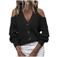 thumbnail image 1 of Suéteres para mujer Otoño Suéteres Moda Invierno Sólido Manga larga Botón Cuello en V Tops casuales Odeerbi ODB-5, 1 of 6