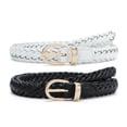 thumbnail image 2 of Earnda 2 Pack Thin Braided Belts for Women Classic Waist Belt Skinny Woven Strap for Jeans Pants Dress Black White Large, 2 of 6