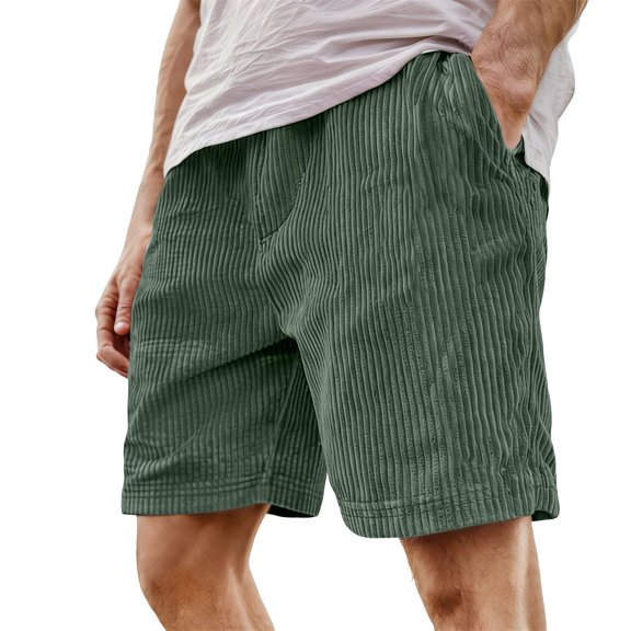 PIMSSY Men Shorts Retro Corduroy Casual Shorts With Embroidered And Adjustable Drawstring For Fashion Comfort Solid Color Summer Outdoor Male Cozy Bottoms