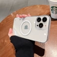 thumbnail image 1 of Frameless Clear Wireless Charging Magnet Case For iPhone 16 15 Plus 14 13 12 11 Pro Max 8 7 Plus Lens Protector Bumper Hard Case White For iPhone 12 Mini, 1 of 6