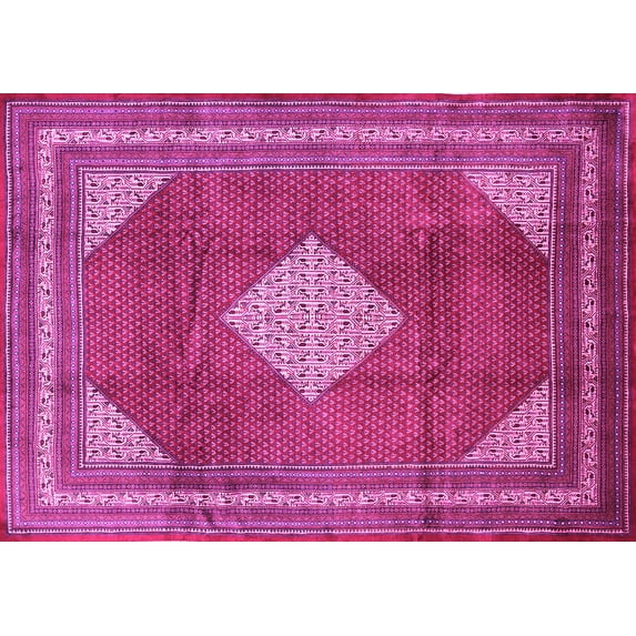 Ahgly Company Indoor Rectangle Medallion Pink Traditional Area Rugs, 8' x 12'