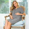 thumbnail image 3 of Uniexcosm Womens Maternity Dress Nightgown for Breastfeeding Short Sleeve Pregnancy Sleepwear Loungewear Dress, 3 of 6