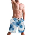 thumbnail image 4 of Men's Beach Shorts Quick Dry Shorts for Summer Pool and Casual Wear Blue Ink Pattern, 4 of 7