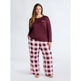 thumbnail image 2 of Joyspun Women's Dreamy Soft Collection Long Sleeve Sleep Top and Straight Leg Pants Pajama Set, 2-Piece, Sizes XS-3X, 2 of 5