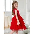 thumbnail image 4 of Oudiya Toddler Girls Fluffy Tutu Dress Tiered Summer Party Sundress Tulle Cute Red Dresses for Kids 2-7Y, 4 of 8