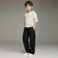 thumbnail image 2 of JUMEYU Boys Pants Cargo Boys Cargo Pants, Solid Color Elastic Waist Casual Outwear Pants for Kids Boys Size 6-7 (Black,6-7 Years), 2 of 8