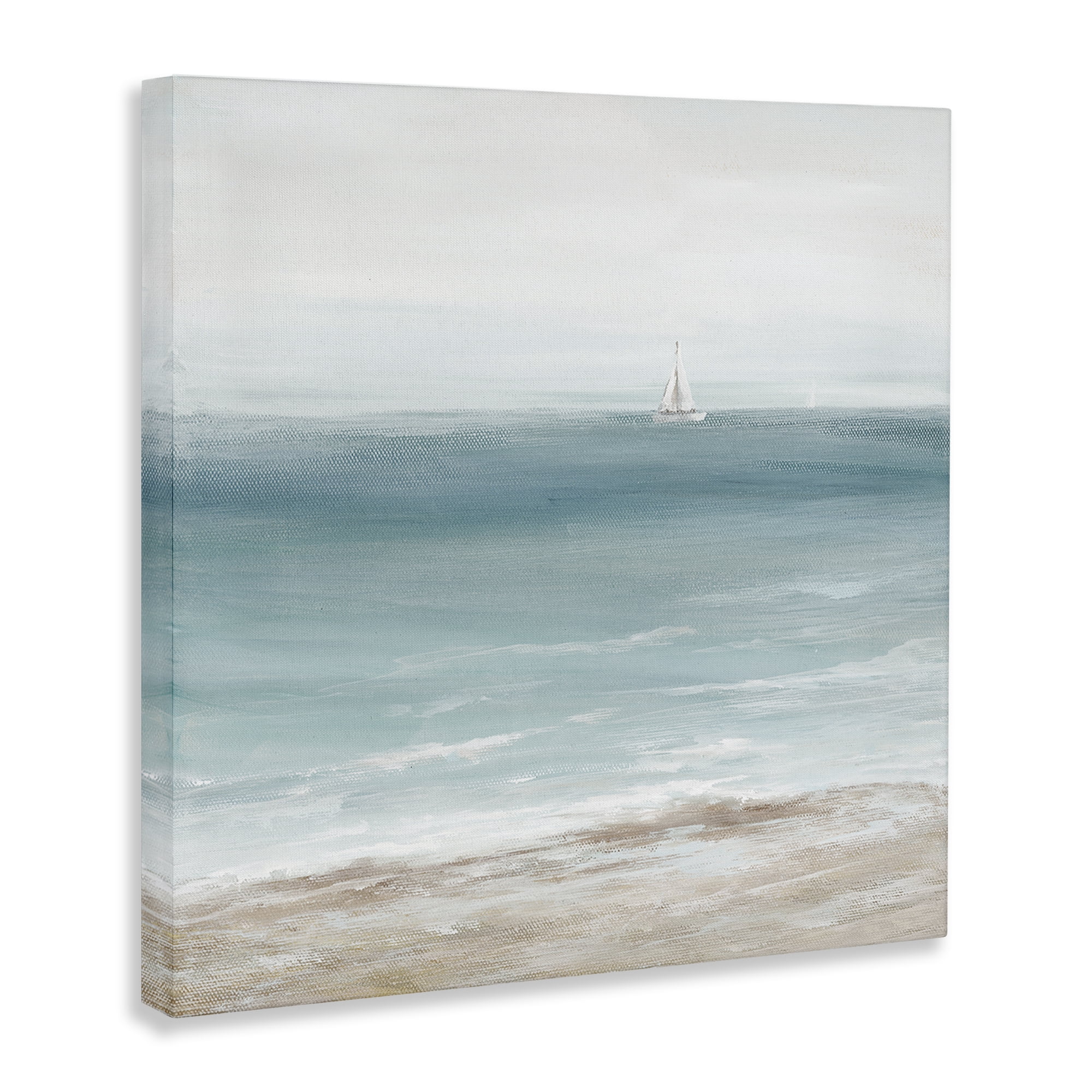 Stupell Industries Distant White Sailboat Nautical & Beach Painting Wrapped Canvas Art Print Wall Art, 36 x 36