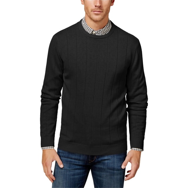 Suéter de punto acanalado para hombre Club Room negro pequeño